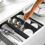 Utoplike Bamboo Dresser Drawer Dividers, 4'' High Adjustable Drawer Organizers for Clothing, Spring Loaded, Works in Kitchen, Bathroom, Bedroom, Drawer, Desk, 4 PCS, Black