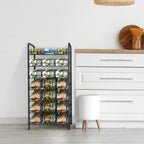 Vrisa Can Organizer for Pantry 7-tier Can Rack Organizer Metal Can Storage Dispenser Rack Holds up to 84 Cans for Canned Food Kitchen Cabinet or Pantry Shelf Black