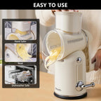 5 in 1 Rotary Cheese Grater Vegetable Slicer with Handle - Upgraded Hand Crank Cheese Grater with Handle and Strong Suction Base, Multi-Purpose Vegetable Slicer with 5 Well-Designed Blades