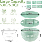YUANYE Salad Spinner Large, 3 IN 1 Vegetable and Fruit Washing Bowl with Strainer, Lettuce Spinner with 5 Blades Slicer, Egg Yolk Strainer, Salad Bowl for Efficient Salad Preparation, 5.3 Qt