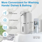 Automatic Liquid Soap Dispenser,4-Level Adjustable, Wall Mount,USB Rechargeable,12.8oz/ 380ml,Touchless Hand & Dish Soap Dispenser for Bathroom, Kitchen,Hotel, Restaurant