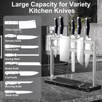 YIIYIIN Magnetic Knife Block with Acrylic Shield - Marble Based Double Side Magnetic Knife Stand - Kitchen Magnetic Knife Holder - Knife Storage - Knife Holders for Counter Top - Black