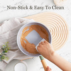 ROCKURWOK Ceramic Nonstick Sauce Pan with Lid, 1.5 Qt Small Pots for Cooking, Small Pot Wooden Handle for Cool Touch, Non Toxic & Pfas-Free Saucepan, Universal Base(Gas, Electric & Induction), Green