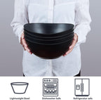 9.6'' Serving Bowls, 84oz Bamboo Fiber Salad Set of 4, Large for Kitchen, Deep Oval for Salad, Vegetable, Fruit, Pasta, Ramen, Lightweight & Easy to Clean (Matte Black)