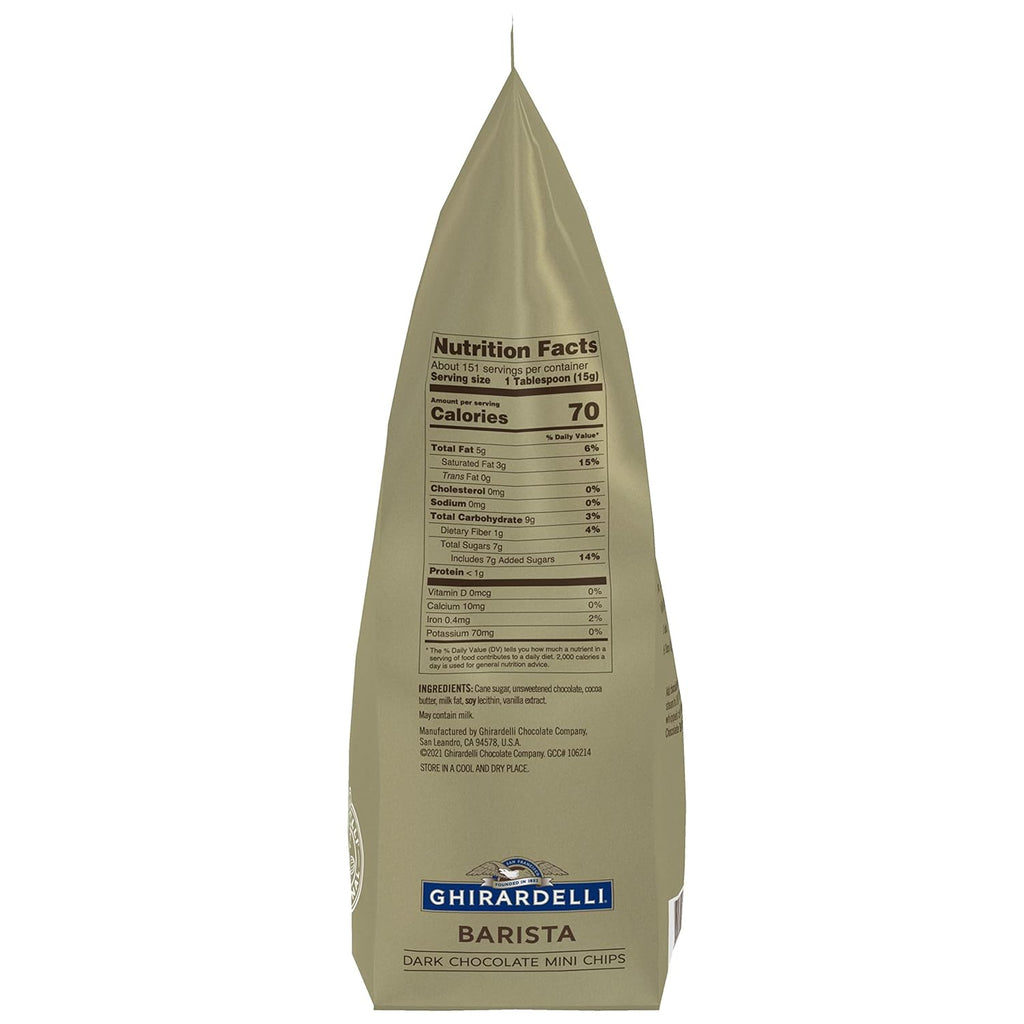 Ghirardelli Chocolate Company Dark Chocolate Barista Mini Chips 10,000 per lb, 5lb. Bag (Pack of 1)