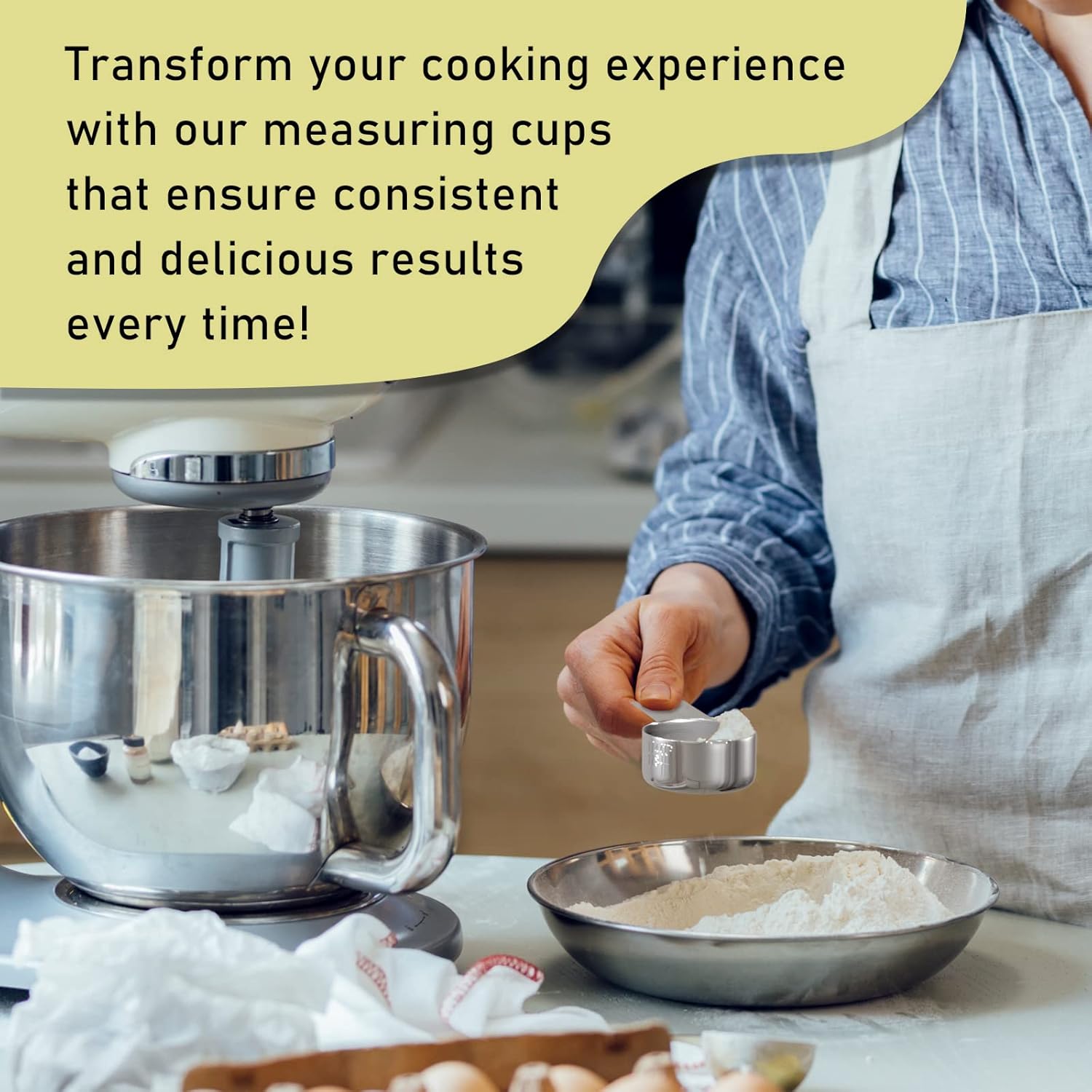 1PCS 1/4Cup (60ml, 2oz) Single Measuring Cup, Stainless Steel Measure Scoop, Metric and US Measurement, Dishwasher Safe