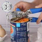 Multi-function Manual Can Opener Bottle Opener, Oversized Hand-held Easy Rotary Knob, Safe Cut Can Opener with Non-Slip Handle, Smoother Cut Sharp Blade for Seniors Kitchen Tool, Blue