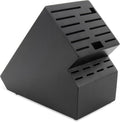 20 Slot Knife Block Storage without Knives,Acacia Wood Universal Knife Holder for Kitchen Countertop,Large Butcher Block Organizer,Easy Kitchen Knife Storage (Black)