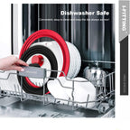 Universal Lid for Pot,Pan,Skillet Fits 8.5", 9.5,10 Cookware Silicon lid Dishwasher Safe, Replacement Lid Vented Tempered Glass with Heat Resistant Silicone Rim By HR Huare Technology, Red,1 Pack