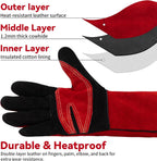 16 Inch Welding Gloves Heat Resistant 932°F for BBQ,Oven,Grill,Fireplace MIG,TIG,Stick Welding,Forging,Animal Handling(2XL)