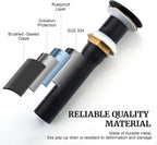 Pop up Sink Drain Stopper Without Overflow Oil Rubbed Bronze for Bathroom Vessel Vanity Sink Art Basin，Big Cap Sink Drain Without Overflow, Metal Pop-up Drain Strainer with Detachable Basket Stopper