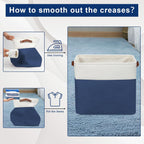 Large Fabric Storage Baskets | 50L Storage Bins, Decorative Linen Closet Baskets with Handles for Organizing, Shelf, Toys, Clothes, Home, Office, Nursery, 17x12x15Inches (Navyblue&White)