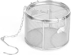 Seasoning Strainer, Large Capacity Stainless Steel Tea Mesh Tea Infuser Strainer with Extended Chain Hook for Brew Loose Leaf Tea and Seasonings, Sliver 5.52 x 3.94