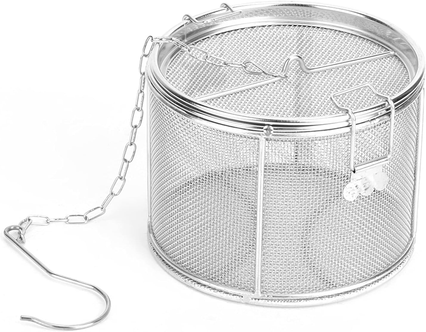Seasoning Strainer, Large Capacity Stainless Steel Tea Mesh Tea Infuser Strainer with Extended Chain Hook for Brew Loose Leaf Tea and Seasonings, Sliver 5.52 x 3.94