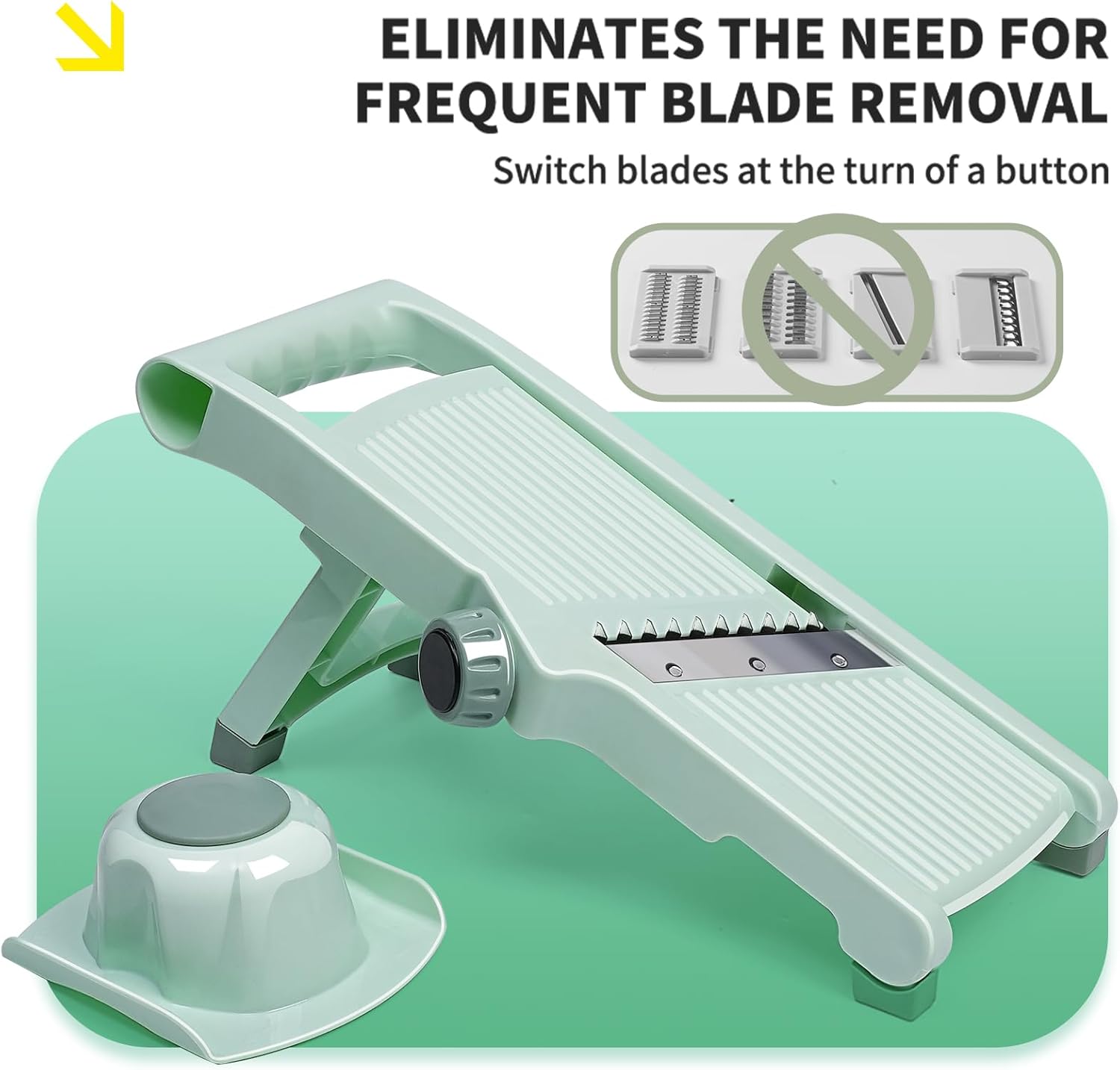 Adjustable Safe Mandoline Slicer for Kitchen - Stainless Steel Multifunction Vegetable & Fruit Cutter, Onion Potato Tomato Cabbage Apple Lemon Slicer