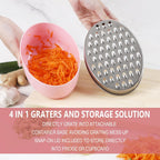 Cheese Grater Citrus Lemon Zester with Food Storage Container & Lid - Perfect For Hard Parmesan Or Soft Cheddar Cheeses, Ginger, Vegetables, Butter, Chocolate & Nutmeg (Pink)