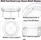 2 Pack Clear Lazy Susan Turntable Organizer, 9.25Inch 360 Rotating Makeup Organizer for Vanity, Desktop Cosmetics Display Cabinet and Perfume Organizer for Small Spaces in Kitchen, Bathroom, Dorm