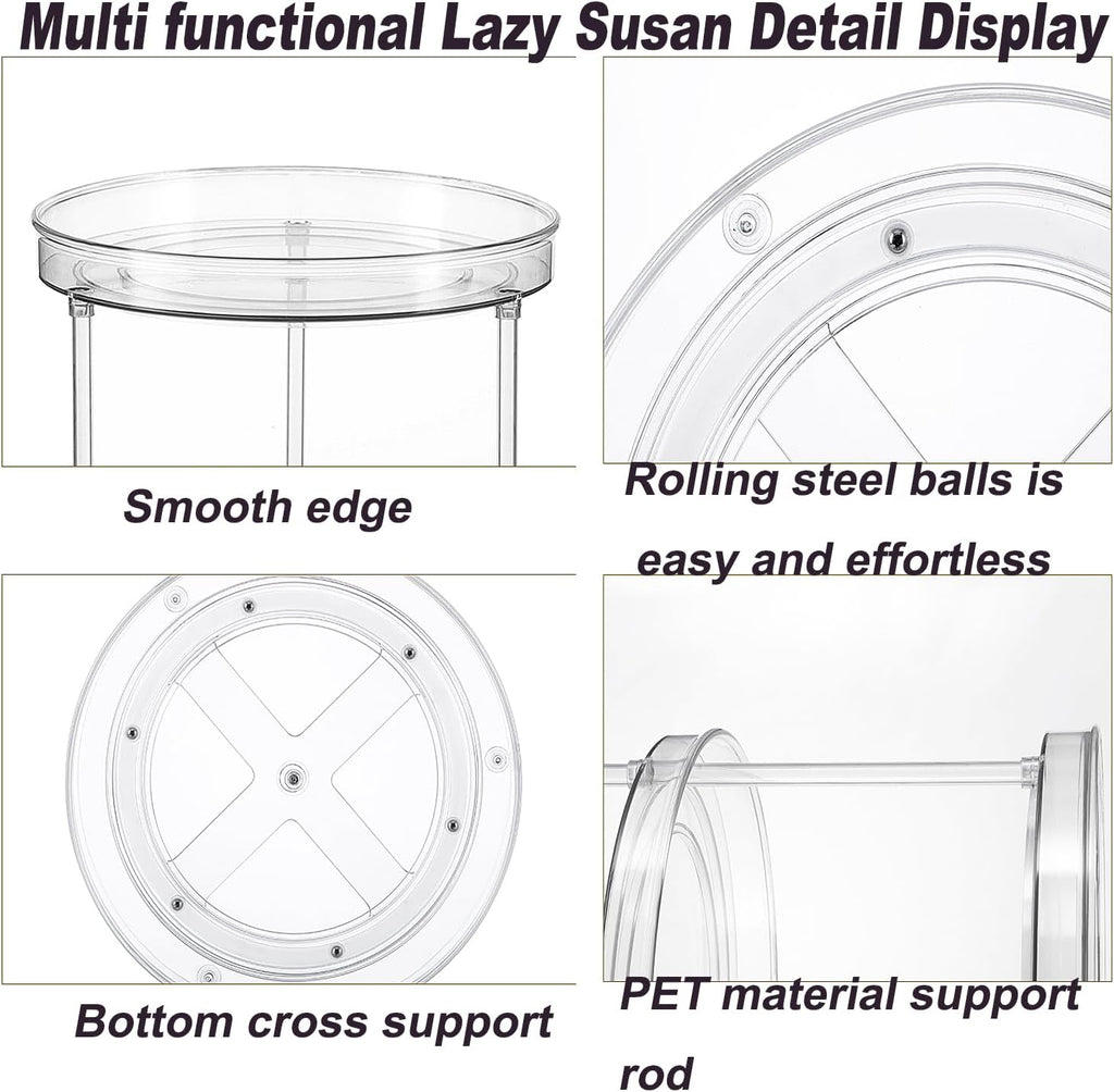 9.25 Inch Lazy Susan Turntable, Clear Plastic Spinning Organizer for Cabinet, Fridge, 360° Rotation, Easy to Clean, Kitchen, Bathroom, Vanity Countertop Storage Solution (Clear, 9.25inch 1 Tier)