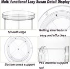 9.25 Inch Lazy Susan Turntable, Clear Plastic Spinning Organizer for Cabinet, Fridge, 360° Rotation, Easy to Clean, Kitchen, Bathroom, Vanity Countertop Storage Solution (Clear, 9.25inch 1 Tier)