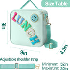 Insulated Lunch Bag With Adjustable Shoulder Strap, Nylon Preppy Lunch Box Large Insulated Lunch Bag Reusable Lunch Tote Bag with Smiley Preppy LunchBag for Girls School Travel Picnic (Green)
