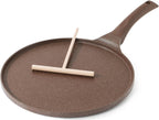 SENSARTE Nonstick Crepe Pan, Swiss Granite Coating Dosa Pan Pancake Flat Skillet Tawa Griddle 12-Inch with Stay-Cool Handle, Induction Compatible (Toffee Brown)