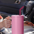 Tomorotec 6PCS Stainless Steel Straws with Silicone Tips for Stanley Tumbler 40oz, 13-Inch Reusable Straw Set with Colorful Extenders & 2 Brushes, Compatible with Wide Mouth Cups (Pink Series)