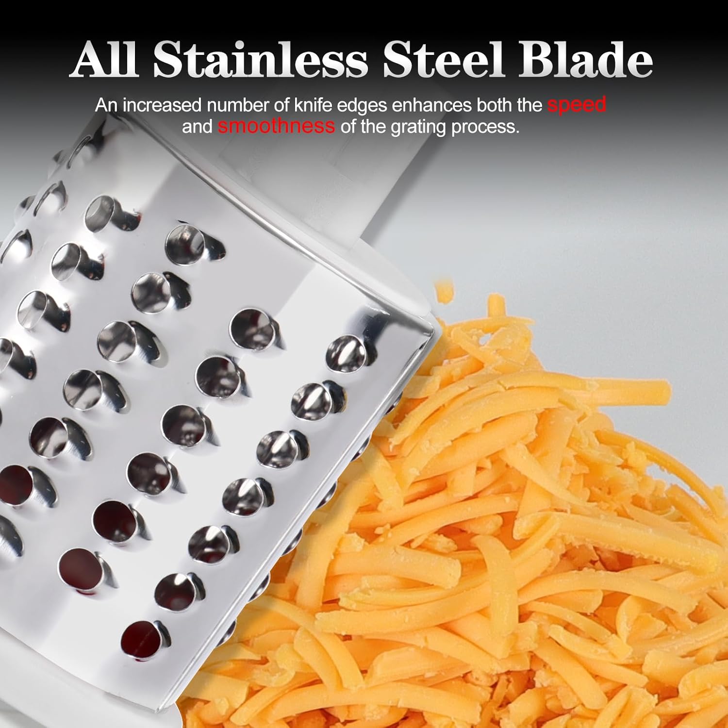 Ourokhome Rotary Cheese Grater Hand Crank, Kitchen Shredder Speed Mandolin Slicer Nuts Grinder with Handle and Drum Blades for Cheese, Vegetable, Walnuts, Chocolate, Potato, Carrot, 3 Blades, Pink