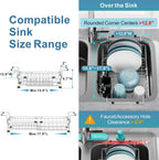 GSlife in Sink Dish Drying Rack - Stainless Steel Capacity Expandable Dish Drainer with Sink Protector, 10.8–17.9" L x 12.8" W, Silver