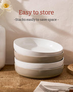 famiware Milkyway 33 oz Bowl Set, Pasta Bowls Set of 4, Salad Bowls, Double Reactive Glaze, Sturdy & Stackable, Ideal for Housewarming, Festivals, White & Cinnamon Brown