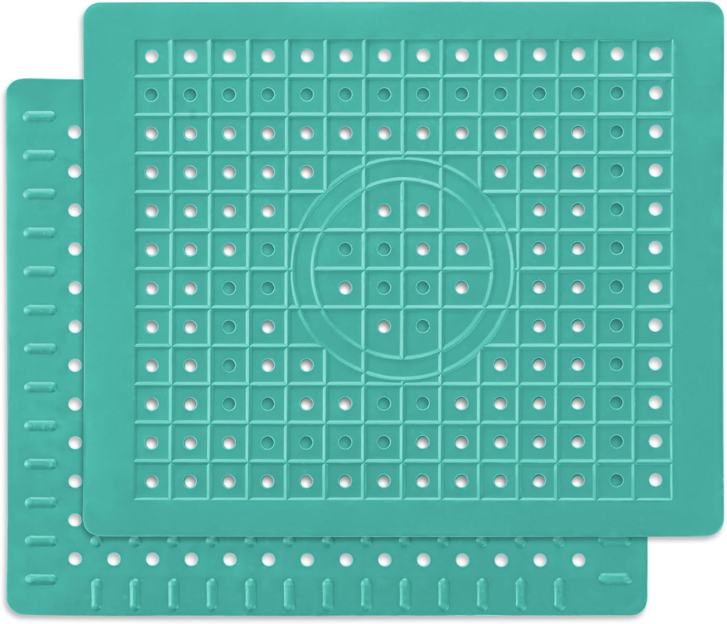 WILLKOMMEN Kitchen Sink Mat, 12" x 10" Rectangular Sink Protector Pad, Fast-Draining Grid Design Liner, Dish Drying Mat 2 Pack Mint Green
