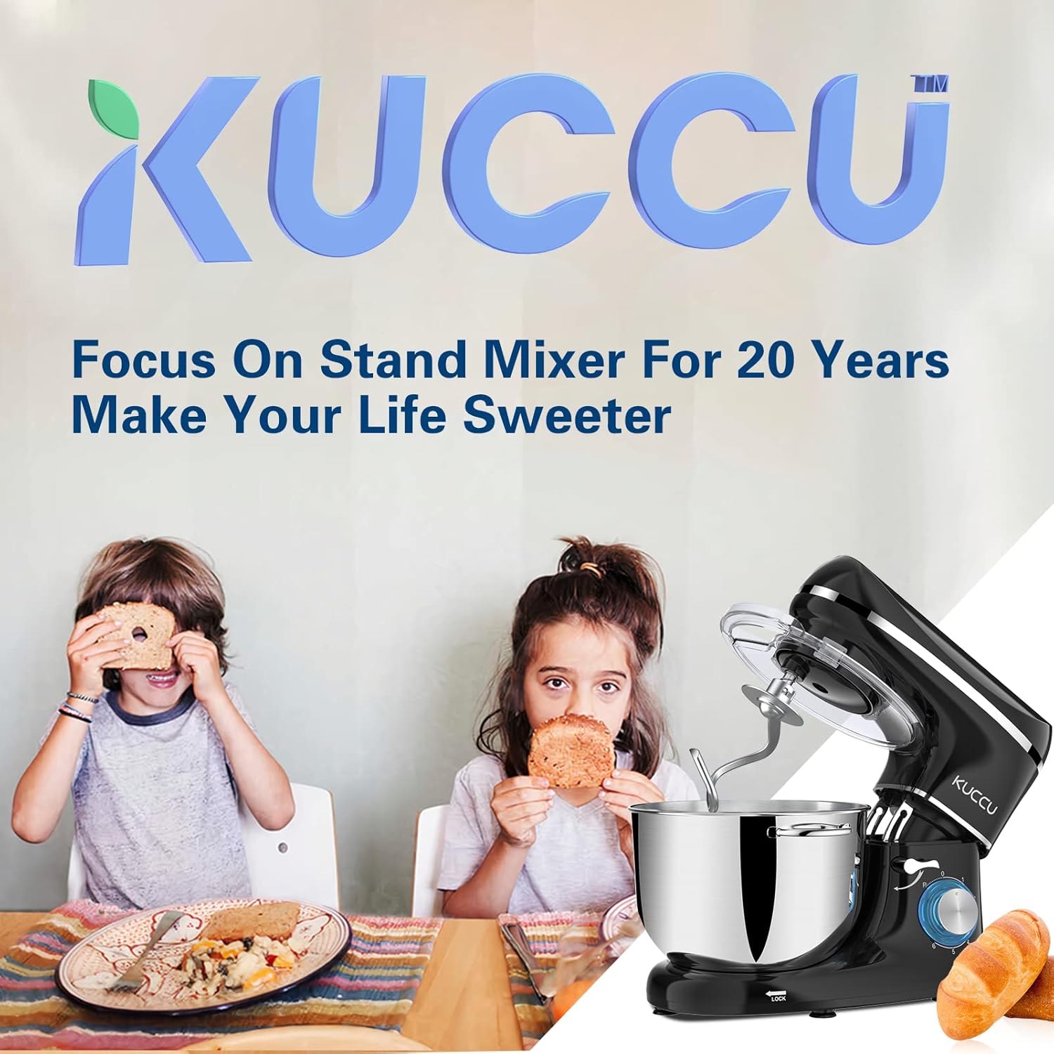 Stand Mixer, 6.5 Qt 660W, 6-Speed Tilt-Head Food Dough Mixer, Kitchen Electric Mixer with Stainless Steel Bowl,Dough Hook,Whisk, Beater, Egg white separator (6.5-QT, Black)