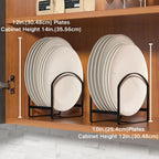 4 Pack Kitchen Plate Holder Organizer for Cabinet Space Saver Dinner Dish Plate Storage Rack Upright Dish Drying Racks Metal Dish Racks Stand for Cupboard and Countertop 2 Large 2 Small Black