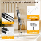 Milk Frother Handheld Rechargeable with Stand, Frother Wand Foam Maker 3 Speed Adjustable Drink Mixer with Detachable Stainless 2 Whisks Electric Coffee Frother Stirrer For Latte, Cappuccino, Egg