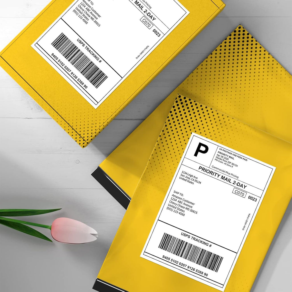 FungLam 4"x6" Shipping Labels, Fanfold, Adhesive - 1000 Direct Thermal Printer Labels