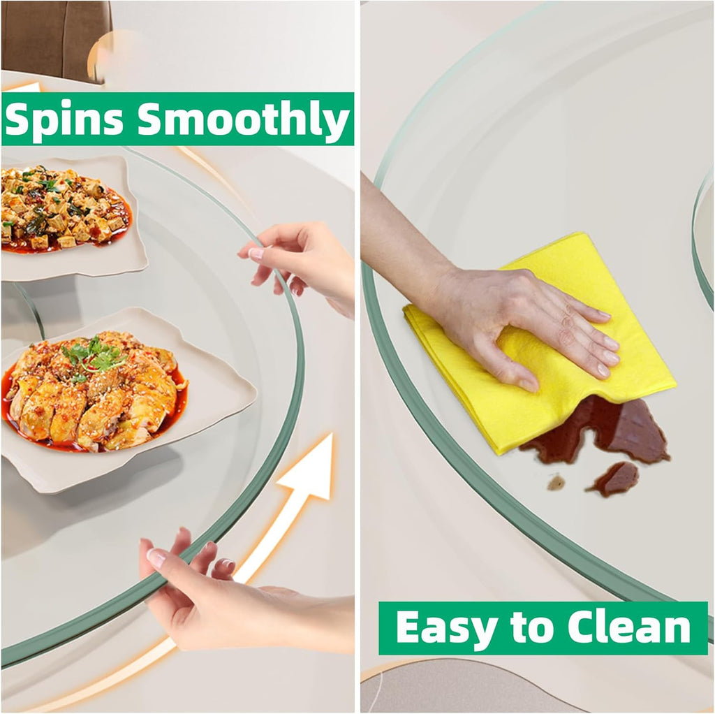 22.8" Lazy Susan for Table Top Tempered Glass Rotating Serving Tray for Dining Table, Kitchen Lazy Susan Organizer Spinning Rotating Food Server Party Centerpieces Heavy Duty (58cm / 22.8in)