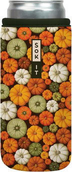 Sok It CanSok Sleeve for Beer & Soda Insulated Neoprene Cover (Pumpkin Spice, 12oz Slim Can Sleeve)