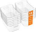 12 Pack Clear Plastic Storage Bins, Pantry Organizers and Storage, Clear Pantry Organizer Bins, Plastic Containers with Handle for Kitchen,Freezer,Cabinet,Closet,Bathroom Under Sink Storage