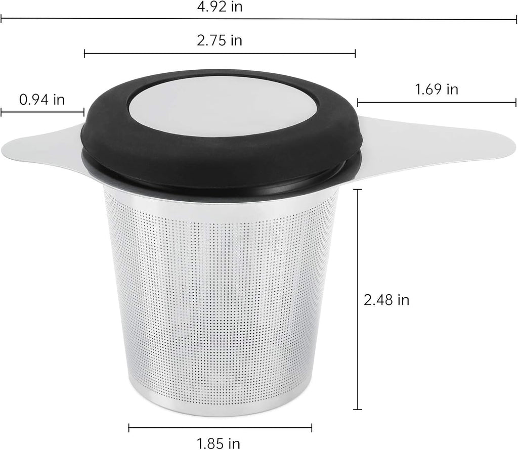 Two Pack Tea Infuser Basket Stainless Steel Tea Strainer Tea Filter With Small Strainer And Lid Tea Diffuser For Loose Tea Superior Brewing Experience (Two pack silver)