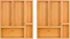 bamboo drawer organizer Set，expandable drawer dividers,wooden storage organizers,large trays for kitchen, bathroom,flatware,Tea Bag Organizer (2 X 5PCS Natural)