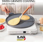 SENSARTE Nonstick Crepe Pan, Swiss Granite Coating Dosa Pan Pancake Flat Skillet Tawa Griddle 12-Inch with Stay-Cool Handle, Induction Compatible