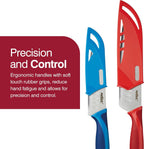 ZYLISS 2 Piece Santoku Knife Set with Sheath Covers, Stainless Steel