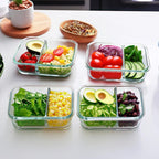 M MCIRCO 10-Pack,30 Oz Glass Meal Prep Containers 2 Compartments Airtight Lunch Bento Boxes with Lids, Glass Food Storage Containers, Microwave, Oven, Freezer and Dishwasher