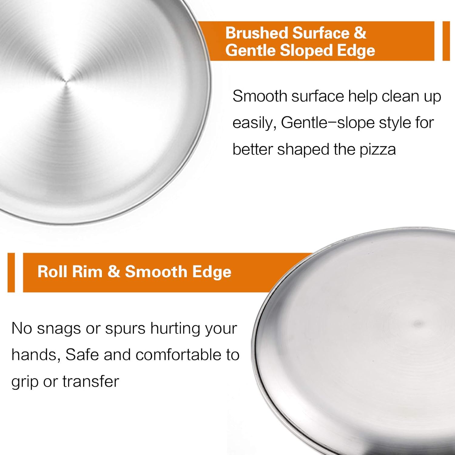 TeamFar Pizza Pan, 10” & 12” & 13.4”, 3 Pcs Pizza Pan Set Stainless Steel Pizza Pan Round Pizza Oven Pans Tray for Baking Serving, Healthy & Rust Free, Heavy Duty & Dishwasher Safe