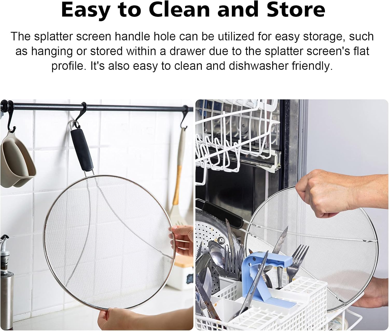 Splatter Screen for Frying Pan - 9.8" 11.4" 13" Stainless Steel Fine Mesh Grease Splatter Guard with Silicone Handle, Hot Oil Splash Guard for Cooking to Prevent Oil Splatter, Safe Cooking