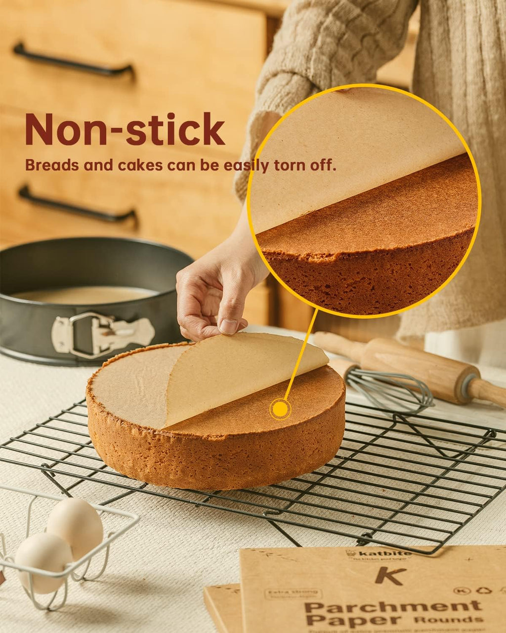 Katbite 200Pcs 4 Inch Parchment Paper Rounds, Unbleached & Non-stick, Precut Parchment Circles for Cheesecake Spring Pans, Storage/Freezing Hamburger Patties, Baking Pizzas
