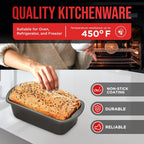 Nonstick Loaf Pan Set Pack of 2, 10.2" & 11" Large Baking Bread Pan, Oven Safe Up to 450°F, PFOA, PFOS, PTFE Free, Space Saving Stackable Design, Stain Resistant, Dishwasher Friendly, Gray Marble