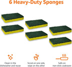 Amazon Basics Cleaning Sponges, Multipurpose, Heavy Duty Scrub Sponges, Yellow/Green, 6-Pack