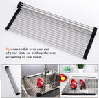 Ahyuan Roll up Dish Drying Rack Over The Sink Kitchen Roll up Sink Drying Rack Portable Dish Drainer Foldable Dish Drying Rack (Black, 20.5''X16.9'')