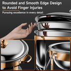 Chafing Dishes for Buffet, 4 Pack 5QT Round Stainless Steel Chafing Dish Set for Home Parties, Christmas Gatherings, Catering Events Complete Buffet Warmer Set (Rose Gold 2)