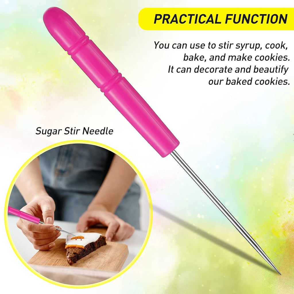 10 Pieces Plaque Frame Cookie Cutter Stainless Steel Biscuit Cutter Fondant Cake Decorating Tools and 6 Pieces Sugar Stirring Pins for Kitchen Baking